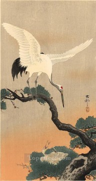 Ohara Koson Painting - crane over his nest Ohara Koson Shin hanga